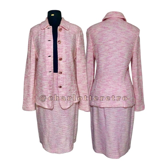 St. John • Santana Knit Pink Boucle 2 pc Skirt Suit • USA - Picture 6 of 12
